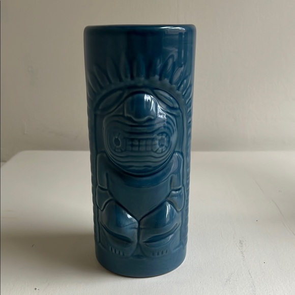 Tiki Mugs - set of 5 - Ceramic blue olive amber - Picture 4 of 6